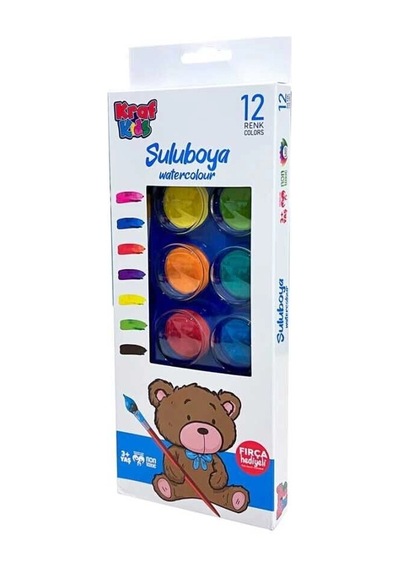Kraf Kids Sulu Boya 12 Renk Çok Renkli