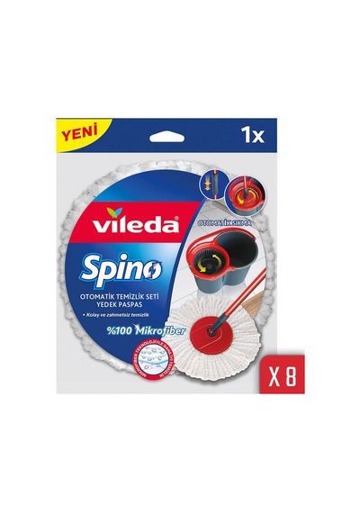 Vileda Spino Yuvarlak Mikrofiber Yedek Paspas 8'li Paket