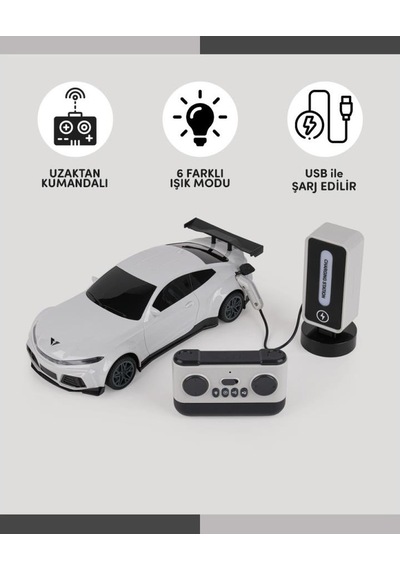 Enfal Let's Drive Uk 1:16 Renkli Işıklı Araba Şarj İstasyonlu Lc-31212 Beyaz