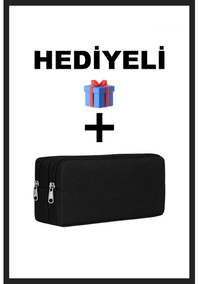Kalem Kutusu Çift Gözlü Kalemlik Hediyeli Siyah