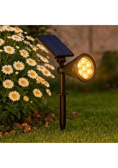 Güneş Enerjili 7w Amber Led Bahçe Aydınlatma - Suya Dayanıklı Tasarım Açık Lacivert