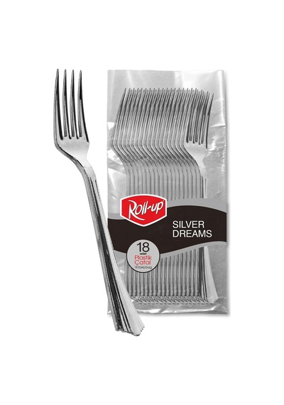 Roll-up Metal Görünümlü Plastik Çatal 18li Genel