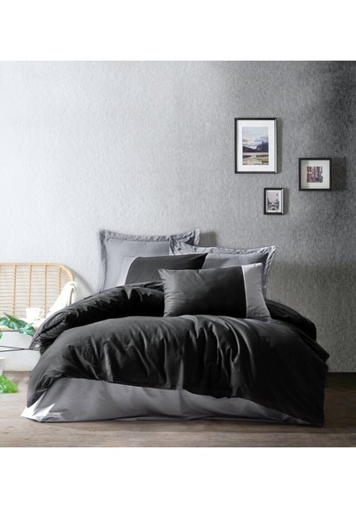 Cotton Box Plain Ranforce Tek Kişilik Nevresim Takımı-Siyah Gri
