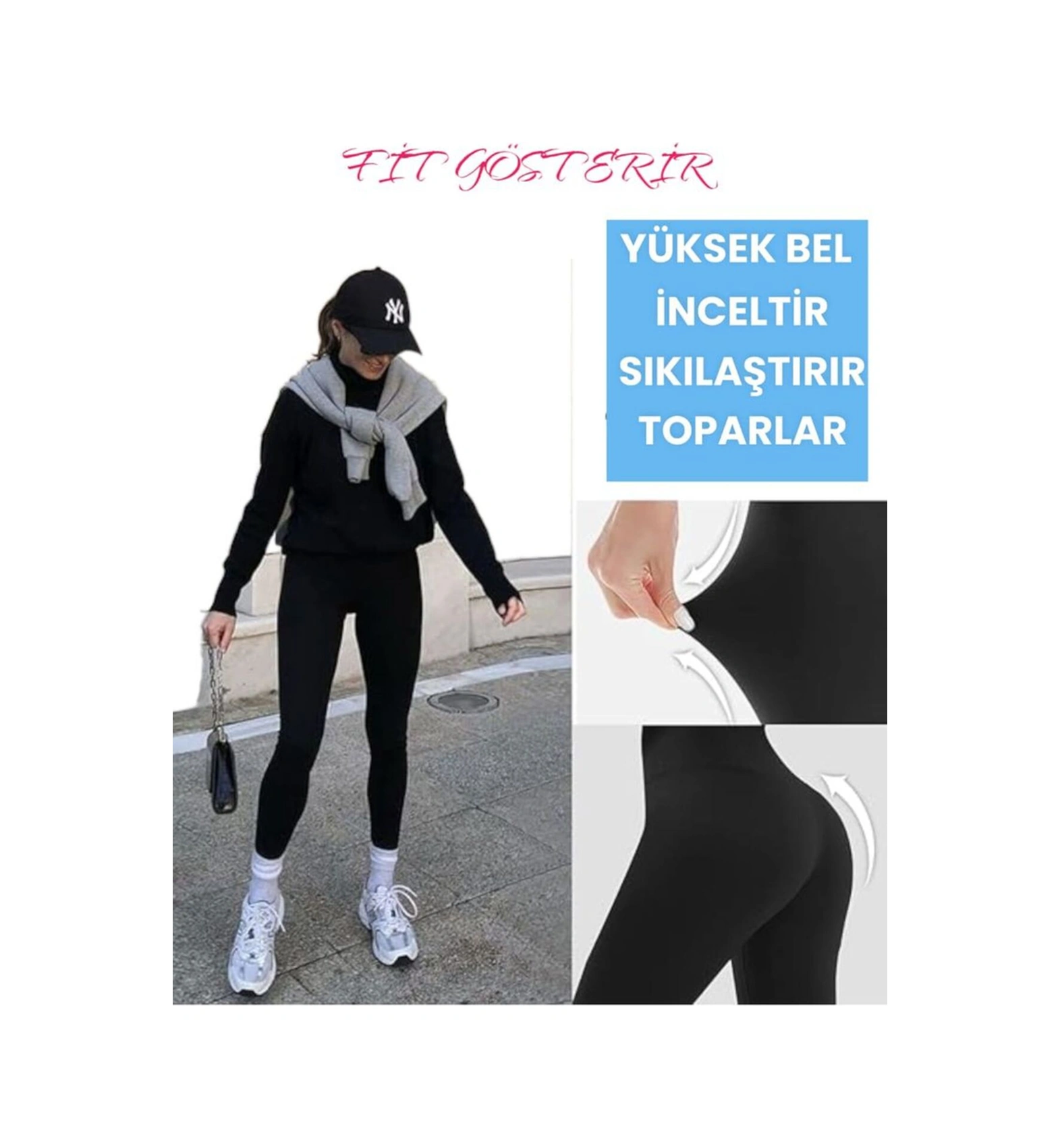 Tezzgelsin Yüksek Bel 3'lü Kaydırmaz Silikon Bantlı Ve  Dikişsiz Korse Tayt Siyah