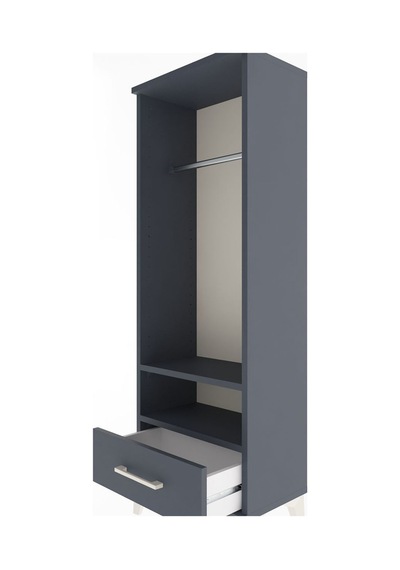 Arges Dolap 2 Raflı Tek Çekmeceli Tek Askılı 44x30x134 Antrasit-antrasit Antrasit