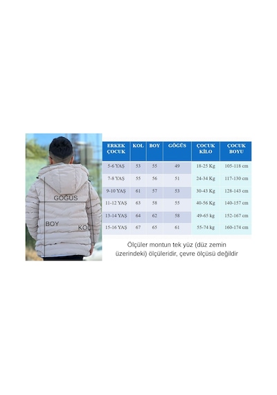 Pina Kids Erkek Çocuk Çıkarılabilir Kapüşonlu Sık Dikişli Nova Kumaş Kışlık Şişme Mont Km4016 Bej