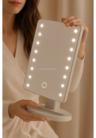 Ayrex Busstier Led Işıklı Makyaj Aynası Dokunmatik 3 Işık Modlu Ayarlanabilir Oynar Başlıklı Masa Üstü Ayna B