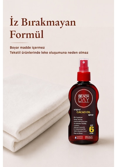 Beach Day Kakao Yağı Özlü SPF 6 Bronzlaştırıcı Sprey 150 ML