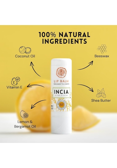 Incıa%100 Doğal Dudak Besleyici Bergamot &amp Limon Bitkisel Nemlendirici Dudak Bakım Kremi 6 Gr