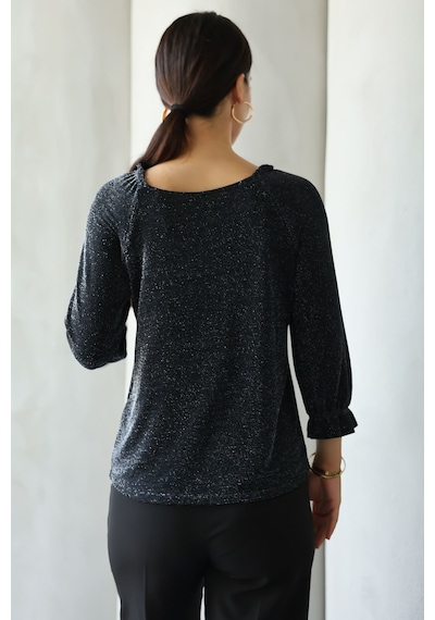 Lupinn Moda Kadın Siyah Simli/taşlı/parlak/ışıltılı Bağlama Detaylı Uzun Kollu Bluz Zarif Tasarım, Şık Ve Rahat Kombinler İçin Siyah Lupinn Moda Kadın Siyah Simli/taşlı/parlak/ışıltılı Bağlama Detaylı Uzun Kollu Bluz Zarif Tasarım, Şık Ve Rahat Kombinler İçin Siyah