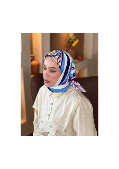 Mentoraly Modakaşmir Soyut Desenli Twill Eşarp mor