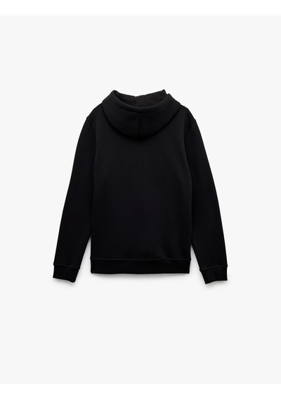 Koton Şardonlu Uzun Kollu Basic Kapşonlu Sweatshirt Siyah 6wam70015mk Siyah