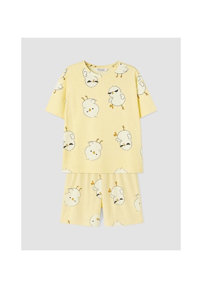 Lcw Young Sarı Desenli Kadın Şortlu Pijama Takımı