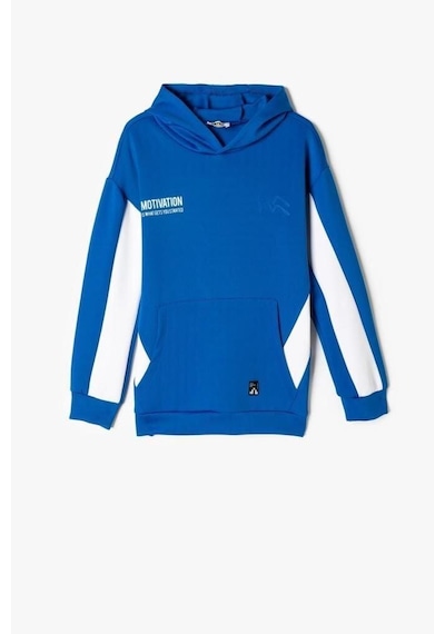 Koton Erkek Çocuk Kapşonlu Sweatshirt Kanguru Cepli Uzun Kollu Saks Mavi