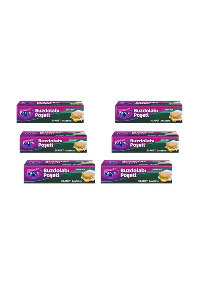 Parex Orta Boy Buzdolabı Poşeti 30'lu 6 Paket 24 x 38 CM