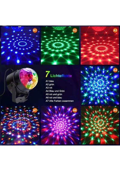 Disko Topu, Parti Işıkları Disko Işıkları 6w Dj Işıkları 7 Renk Uzaktan Kumandalı Ses Aktif Rgb Müzik Kontrollü Sahne Işıkları Döner Noel, Bar, Ktv, Araba, Dj İçin Disko Topu - 2 Adet