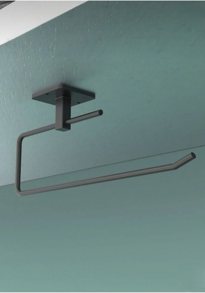 Siyah Rulo Havluluk Peçetelik Yapışkanlı Pratik Banyo Mutfak Askısı Siyah Metal Diğer