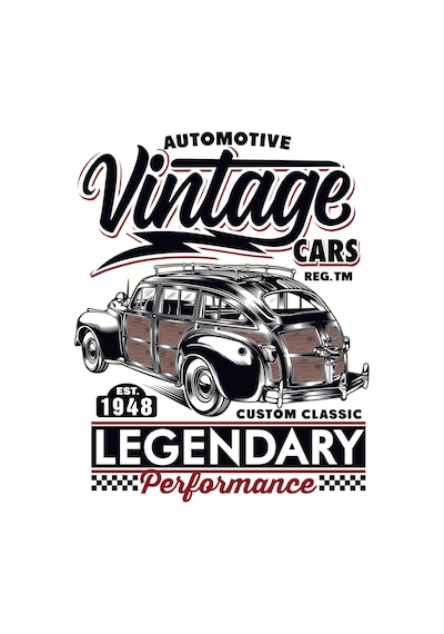 Paybuy Kadın Vintage Otomotif Araçları Efsanesi Baskılı Kısa Kollu Rahat Beyaz