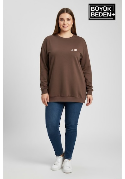 Süperlife Kadın Büyük Beden Ar Baskılı Yaka Kollar Etek Ribana Bisilet Yaka İnce Sweatshirt Spr26bswk956-1 Kahverengi Süperlife Kadın Büyük Beden Ar Baskılı Yaka Kollar Etek Ribana Bisilet Yaka İnce Sweatshirt Spr26bswk956-1 Kahverengi