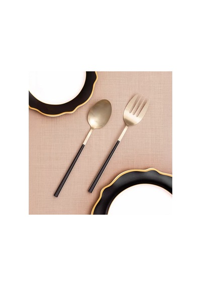 Thee Mia Bianco 2 Parça Salata Servis Takımı - Siyah / Gold Renkli