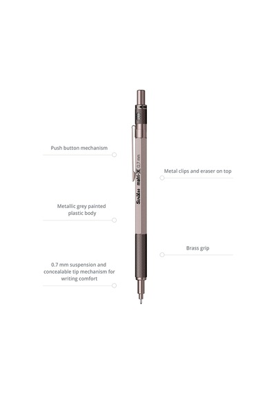 Scrikss Office Matri-x Versatil 0.7 Mm Metalik Gri Şeffaf Amb.