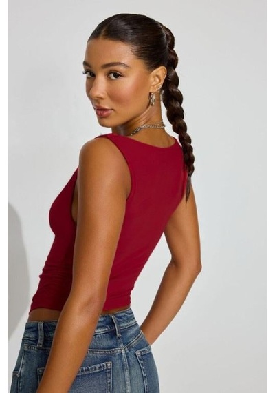 Madmext Bordo Degaje Yaka Kadın Body Mg2282