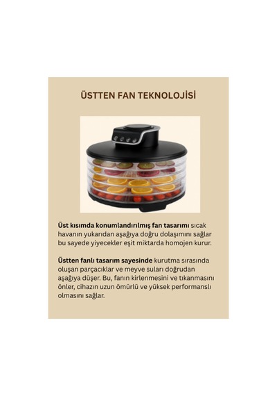 Vfd 1205 Meyve Kurutma Makinesi- Zaman Ayarlı Sebze Meyve Et Kurutucu Siyah