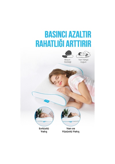 Viscofoam Hava Kanallı Ortopedik Boyun Destekli Yastık Visco Yastık 57x37x10-7cm
