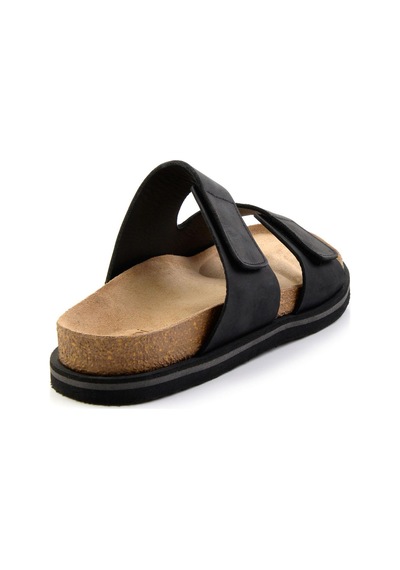 Bambi Siyah Leather Erkek Terlik E04801200101 Siyah