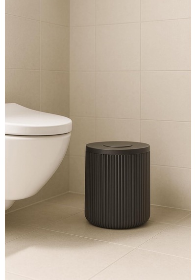 Lines Serisi Antrasit/gri Akrilik Çöp Kovası Silindir, 5 Litre, 25cm, Kolay Temizlenir - 3372 Diğer