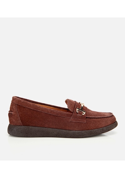 Hotiç Kadın Süet Deri Taba Yumuşak Tabanlı Comfort Günlük Loafer