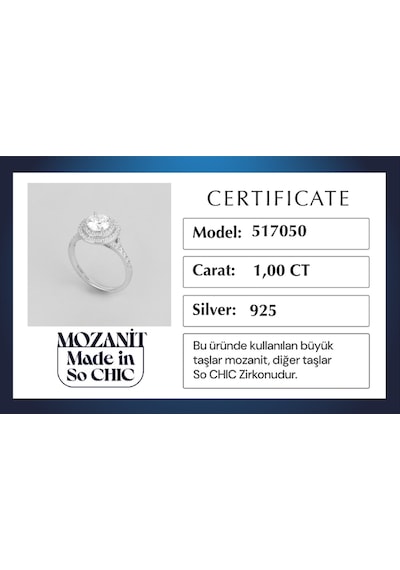Berrak Mozanit 18 Ayar Beyaz Altın Kaplama Gümüş Yüzük