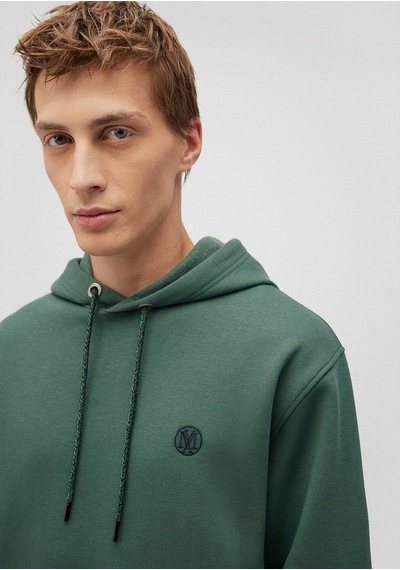 Mavi - Mavi Logo Nakışlı Kapüşonlu Yeşil Sweatshirt 065809-71580 Yeşil