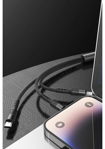 Ven-dens Vd-dca01 3 Ü 1 Arada Şarj Ve Veri Kablosu, Type-c Micro Usb Lightning Uçlu, 2,5 A, Siyah