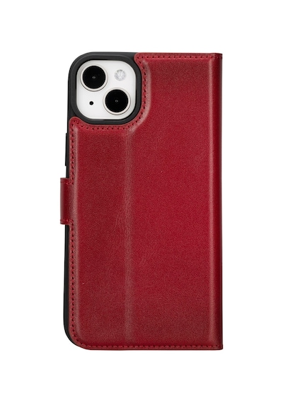 Plm Apple İphone 15 Plus Uyumlu Deri Cüzdanlı Kılıf Mwwn V4ef Kırmızı Acı Kahverengi