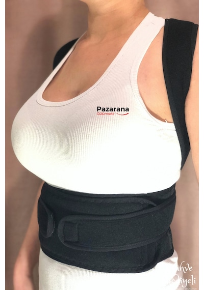 Overpazar Unisex Siyah Dik Duruş Durma Ortopedik Bel Ve Sırt Destek Korsesi Siyah