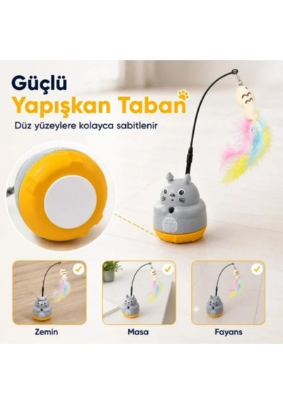 Otomatik Kedi Oyuncağı Ve İnteraktif Kedi Oltalama Seti - 360 Hareketli Esnek Çubuklu Eğlenceli Kedi Oyun Topu, Yavru Ve Yetişkin Kediler İçin Zeka Geliştirici Avcılık Oyuncağı