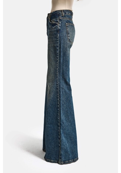 Itsbasic Kadın Tint Kot Rengi 2w5-8 Mry Flare Fit Komfort Kumaş İç Boy 83cm Denim Jean