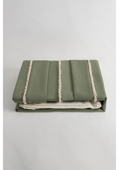 Koza Home Boho Saçaklı Yeşil Nevresim Takımı Çift Kişilik 200 X 220 7030a Yeşil
