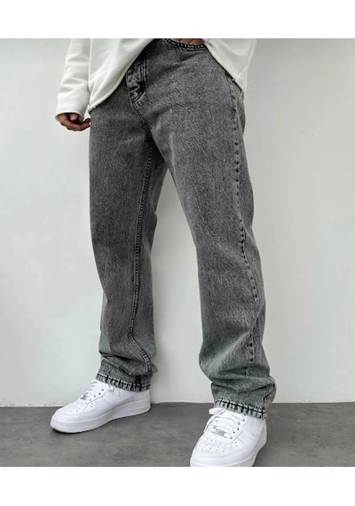 Gri Asit Yıkama Baggy Pantolon Griasit
