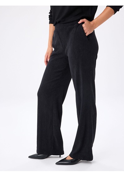 Faik Sönmez Beli Lastikli Kendinden Dokulu Wıde Leg Fıt Örme Pantolon W27pnt025 Uw27pnt02510 Siyah