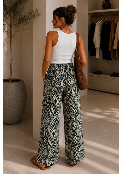 Bbbutikbasic Desenli Bol Paça Viskon Pantolon Günlük Şık Kadın Pantolon My3535 Desen2 Bbbutikbasic Desenli Bol Paça Viskon Pantolon Günlük Şık Kadın Pantolon My3535 Desen2
