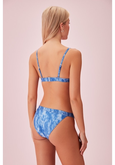 Suwen Kemerli Denim Baskılı Bikini Alt Sb24505p1289 Mavi