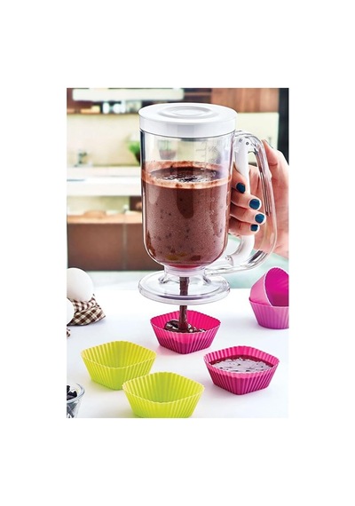 Hamur Porsiyonlayıcı 900ml, Pankek Ve Kek Hamuru Dağıtıcı, Damlatmaz Mekanizma, Ölçekli Şeffaf Gövde, Bulaşık Makinesinde Yıkanabilir