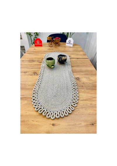 Jüt, Hasır, Dekoratif Masa Örtüsü, Runner 35x100 Cm, Amerikan Servis, Sehpa Örtüsü, Bohem Tarzı Taş Taş