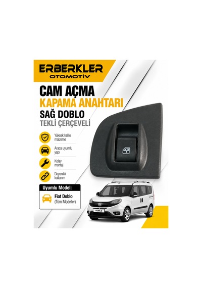 Cam Açma Kapama Anahtarı Sağ Doblo Tekli Çerçeveli - Erb2227