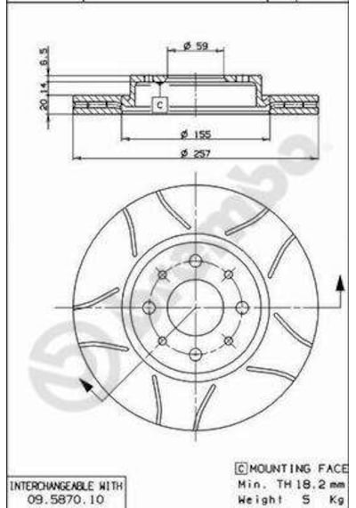 Fren Disk - Alfa Romeo 155, Punto, Doblo, Tipo, Bravo, Barchetta, Strada, Marea, Brava, Palio, Tempra, Siena, Egea - Brembo-09587075