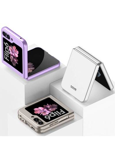 Galaxy Uyumlu Z Flip 6 Kılıf Zore Sert Kıpta Kapak-siyah