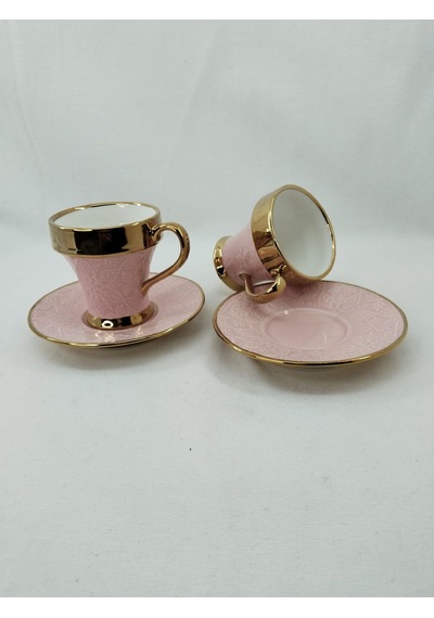 Tutku 2 Kişilik Porselen Nescafe Fincanı Pembe Renk Pembe