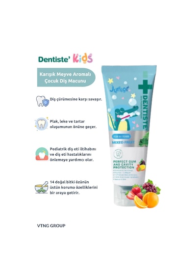 Dentiste Kids Junior +6 Yaş Bitkisel Karışık Meyveli Çocuk Diş Macunu 60 G